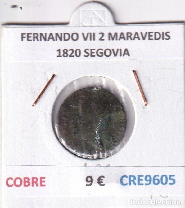Monete medievali: CRE9605 MONEDA ESPA&Ntilde;A FERNANDO VII 2 MARAVEDIS 1820 SEGOVIA COBRE