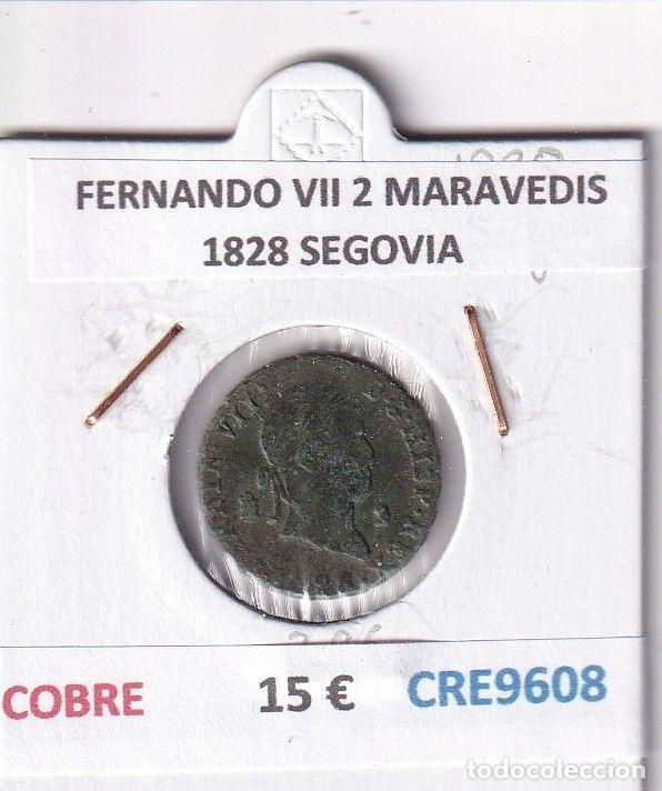 Monete medievali: CRE9608 MONEDA ESPA&Ntilde;A FERNANDO VII 2 MARAVEDIS 1828 SEGOVIA COBRE