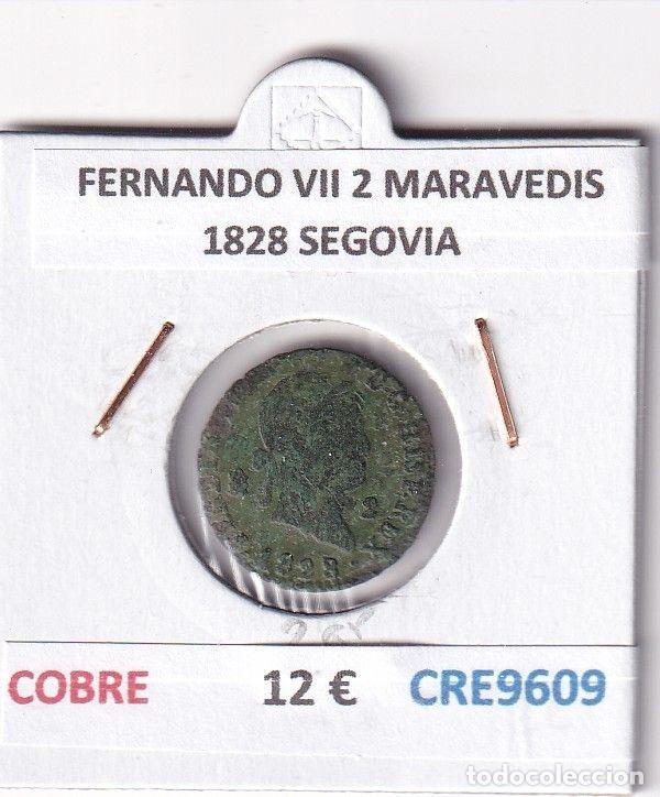 Monete medievali: CRE9609 MONEDA ESPA&Ntilde;A FERNANDO VII 2 MARAVEDIS 1828 SEGOVIA COBRE