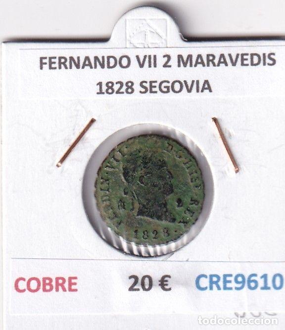 Monete medievali: CRE9610 MONEDA ESPA&Ntilde;A FERNANDO VII 2 MARAVEDIS 1828 SEGOVIA COBRE