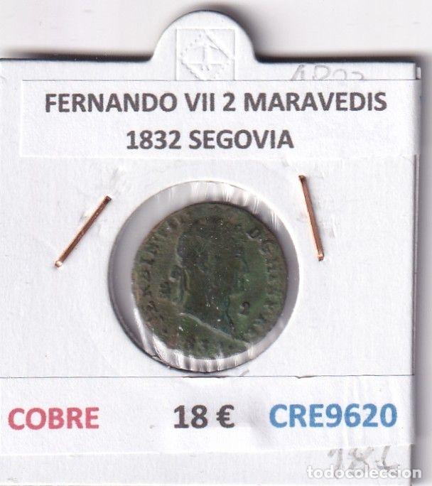 Monnaies m&eacute;di&eacute;vales: CRE9620 MONEDA ESPA&Ntilde;A FERNANDO VII 2 MARAVEDIS 1832 SEGOVIA COBRE