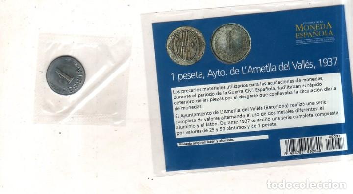 Monedas medievales: HISTORIA DE LA MONEDA ESPAÑOLA. EL MUNDO. 1 PESETA, AYTO. DE L´AMETILLA DEL VALLES. - Foto 2 - 196594531