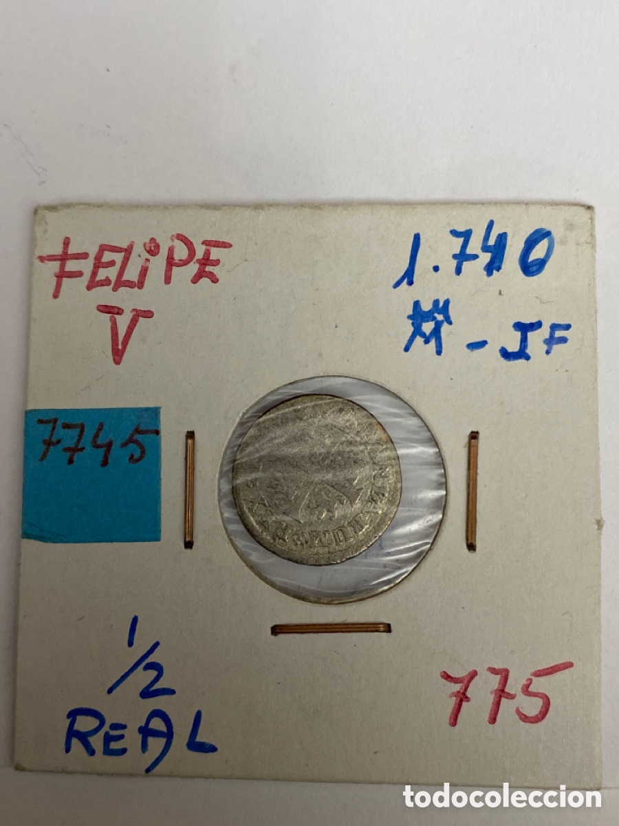 Monedas medievales: Moneda Espa&ntilde;a de plata 1740 1/2 real - Foto 1
