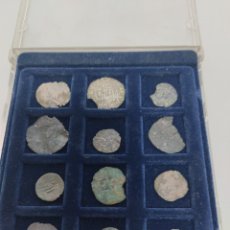 Monedas medievales: MONEDAS ANTIGUAS, MEDIEVAL, REINOS CASTILLA Y VISIGODAS PARA CLASIFICAR,12 PIEZAS UNA DE PLATA