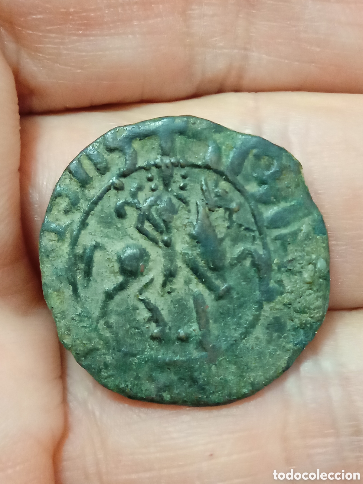 Monedas medievales: Kardez del reino cristiano de Armenia rey Hetoum I (1226-1270 d.C.) Rey a caballo.