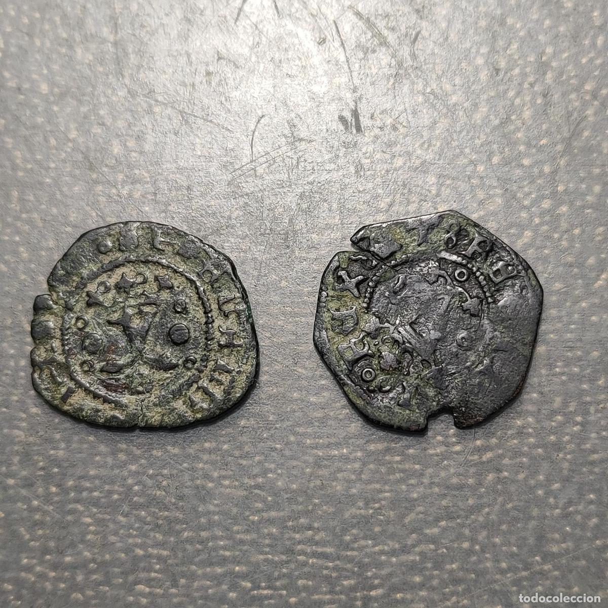 Monedas medievales: ESPA&Ntilde;A REYES CATOLICOS LOTE 2 MONEDAS BLANCAS