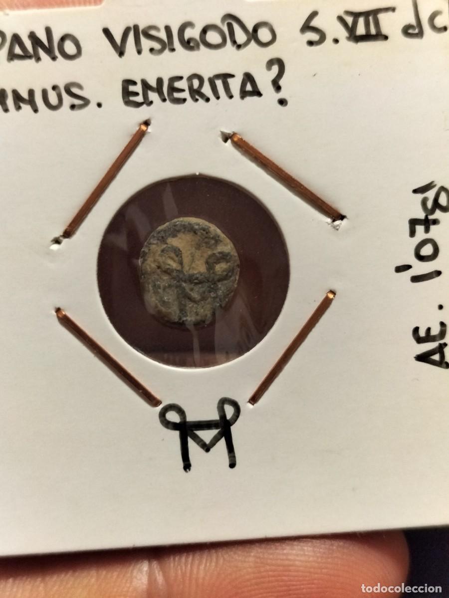 Monedas medievales: Rarisimo nummus visigodo de EMERITA. S IV.