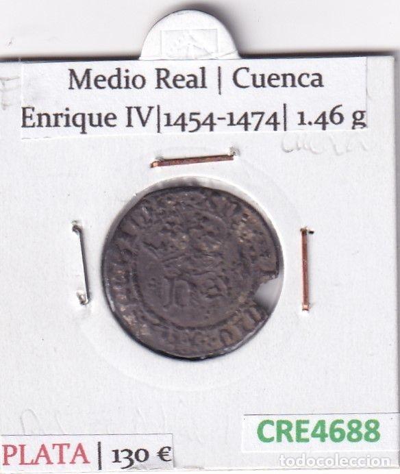 Moedas medievais: CRE4688 MONEDA ESPA&Ntilde;A ENRIQUE IV 1/2 REAL CUENCA PLATA