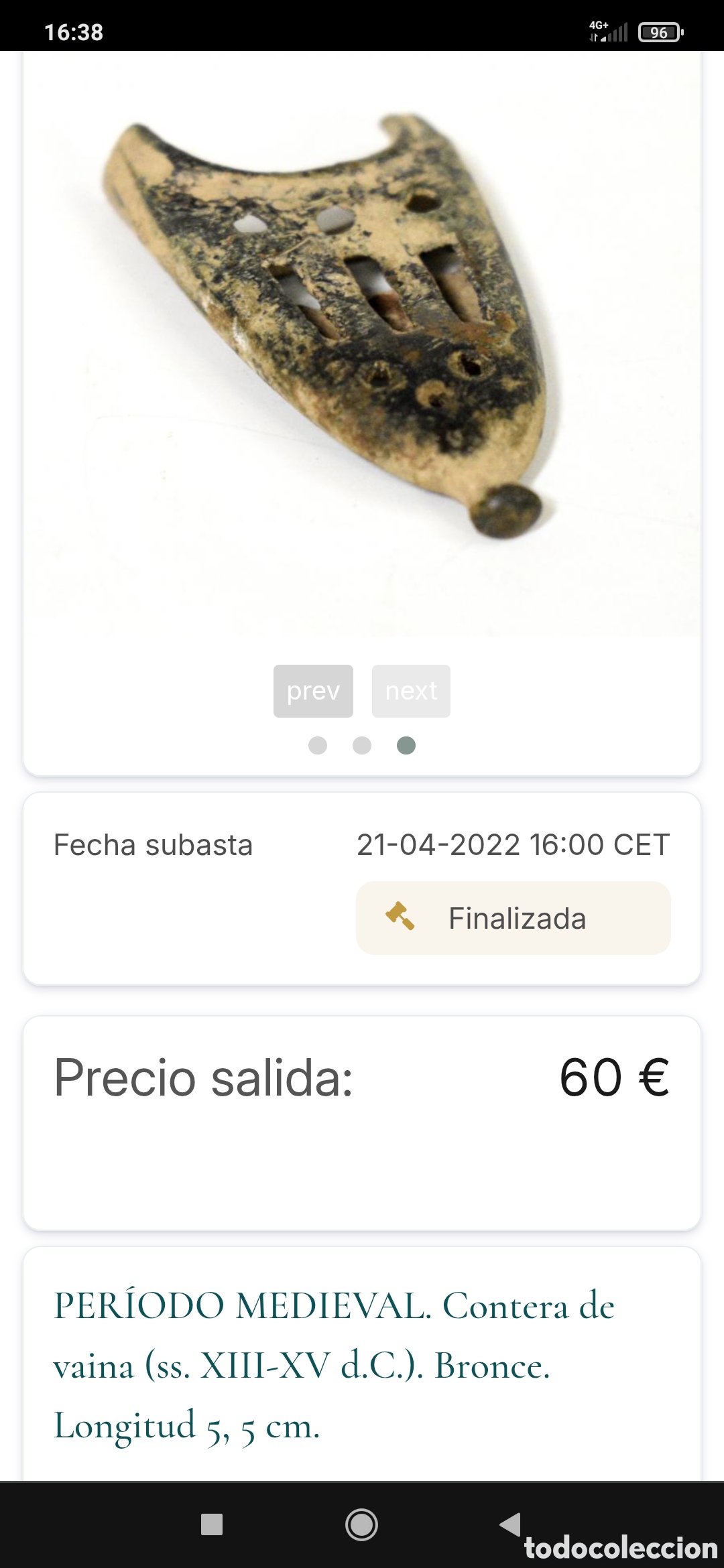 Monedas medievales: CONTERA DE VAINA MEDIEVAL CRISTIANA - Foto 3