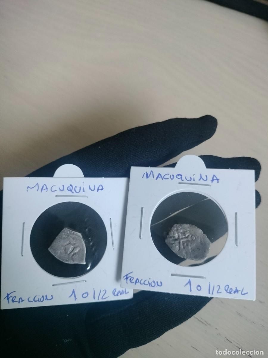 Monedas medievales: Lote de 2 Monedas Macuquinas de Plata - Fracci&oacute;n de 1 o 1/2 Real