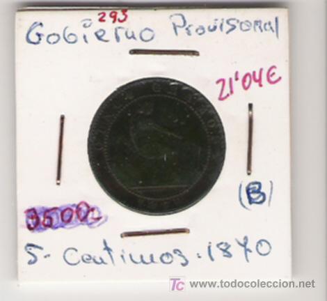 Monedas Rep&uacute;blica: GOBIERNO PROVISIONAL    5 CENTIMOS - Foto 1
