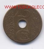 Monedas Rep&uacute;blica: 414-  2&ordm; REPUBLICA- 25 CENTIMOS- 1938 - Foto 2