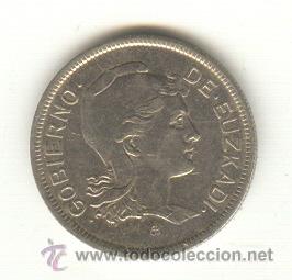 Monedas República: BONITAS DOS PESETAS ACUÑADAS DURANTE LA GUERRA CIVIL AÑO 1937 PAIS VASCO GOBIERNO DE EUZKADI