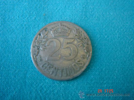 Monedas Rep&uacute;blica: 25 C&Eacute;NTIMOS DE 1925, EN -CON MUCHOS RELIEVES-. - Foto 1