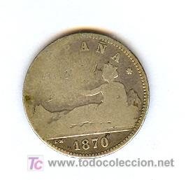 Monedas Rep&uacute;blica: Moneda 1 peseta  1870 - Foto 1