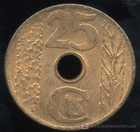 Monedas Rep&uacute;blica: II REPUBLICA : 25 Centimos 1938 - Foto 2