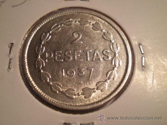 Monedas Rep&uacute;blica: DOS PESETAS DE 1937 MBE - Foto 1