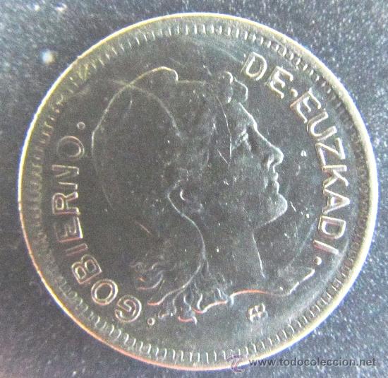 Monedas Rep&uacute;blica: una peseta de Euzkadi 1937 - Foto 2
