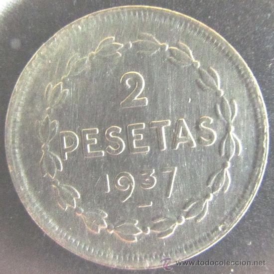 Monedas Rep&uacute;blica: 2 pesetas de Euzkadi de 1937 - Foto 2