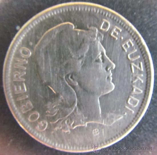Monedas Rep&uacute;blica: 2 pesetas de Euzkadi de 1937 - Foto 3