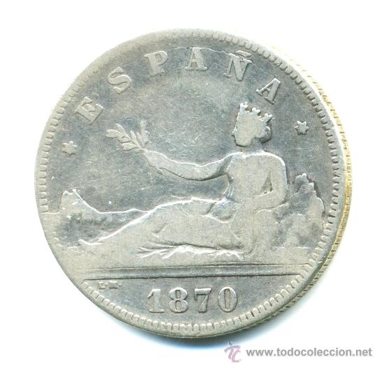 Monedas Rep&uacute;blica: 2 pesetas 1870. plata - Foto 1