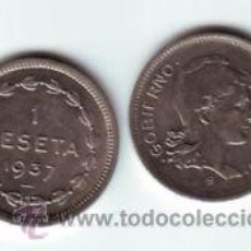 Monedas República: ESPAÑA: II REPUBLICA 1 PESETA GOBIERNO DE EUZKADI 1937 S/C *NUMISBUR*