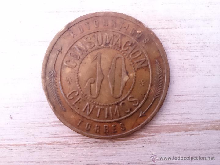 Monedas Rep&uacute;blica: Moneda de cooperativa autom&aacute;ticos Torres. 10 c&eacute;ntimos. - Foto 1