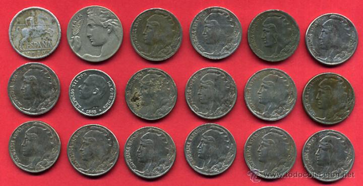 Monedas Rep&uacute;blica: LOTE DE 15 MONEDAS DE 5 CENTIMOS DE 1937 , REPUBLICA , ORIGINALES, L5