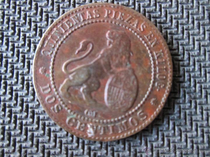 Monedas Rep&uacute;blica: 2 CENTIMOS 1870 GOBIERNO PROVISIONAL - Foto 2