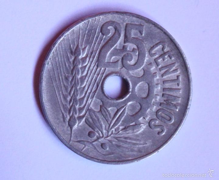Monedas Rep&uacute;blica: Moneda de 25 centimos 1934 - Foto 2