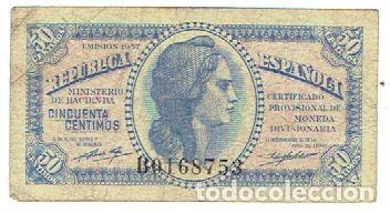 Monedas Rep&uacute;blica: 50 centimos 1937 - Foto 1