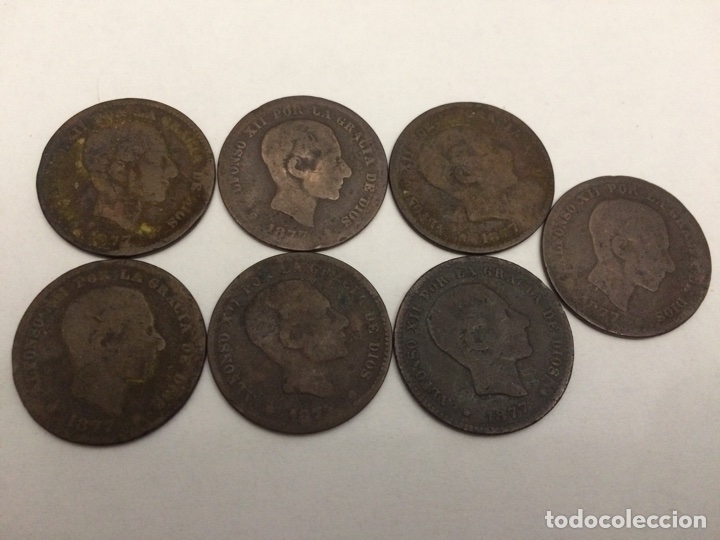 Monedas Rep&uacute;blica: 7 monedas de 5 centimos de 1877 - Foto 1