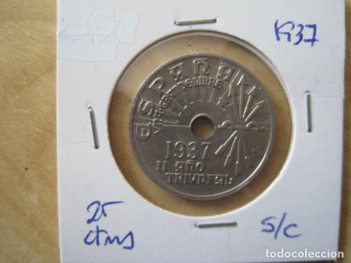 Monedas Rep&uacute;blica: 25 CENTIMOS 1937 S/C - Foto 2