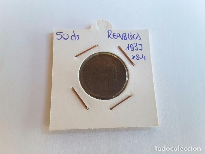 Monedas Rep&uacute;blica: 50 centimos 1937 - Foto 1