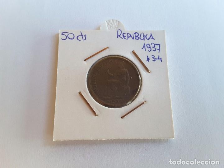 Monedas Rep&uacute;blica: 50 centimos 1937 - Foto 1