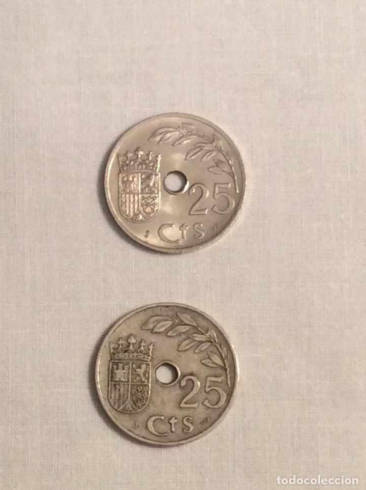 Monedas Rep&uacute;blica: DOS MONEDAS DE ESPA&Ntilde;A DE 25 CENTIMOS - 1937 - Foto 1