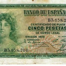 Monedas República: CINCO PESETAS CERTIFICADO DE PLATA AÑO 1935. Lote 110472031
