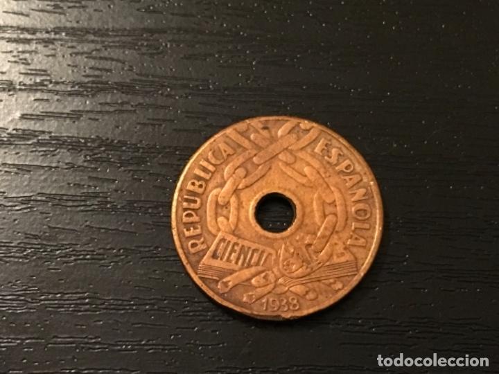 Monedas Rep&uacute;blica: Moneda 25 c&eacute;ntimos Espa&ntilde;a 1938 - Foto 2