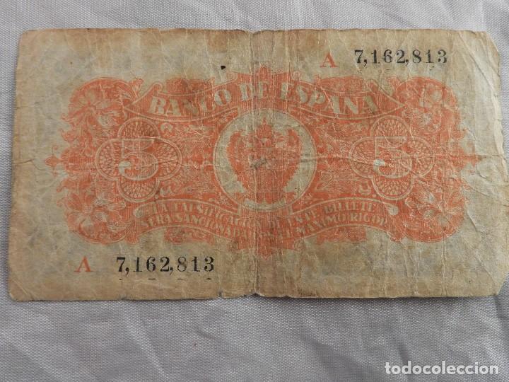 Monedas República: BILLETE CINCO PESETAS BURGOS 18 JULIO 1937 SERIE A - Foto 3 - 118968539
