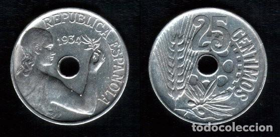 Monedas Rep&uacute;blica: OCHO monedas de 25 ctms, la 2&ordf; republica - Foto 1