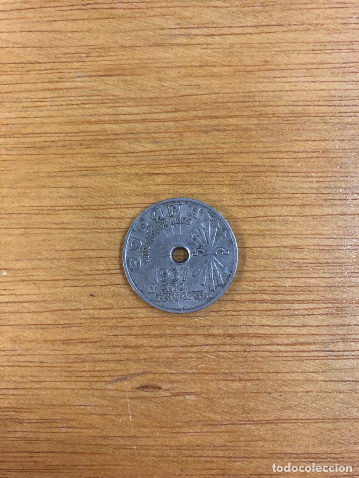 Monedas Rep&uacute;blica: 25 C&Eacute;NTIMOS ESPA&Ntilde;A 1937 - Foto 1