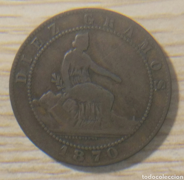 Monedas Rep&uacute;blica: 10 cent&iacute;mos de peseta 1870 - Foto 1