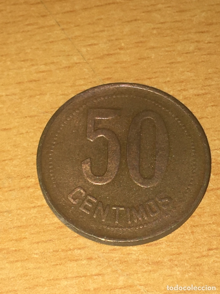 Monedas Rep&uacute;blica: 50 c&eacute;ntimos 1937 republica - Foto 2