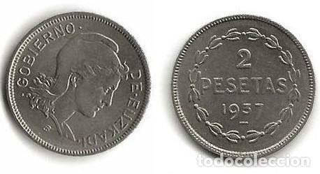 Monedas Rep&uacute;blica: MONEDA 2 PESETAS GOBIERNO EUSKADI - Foto 1