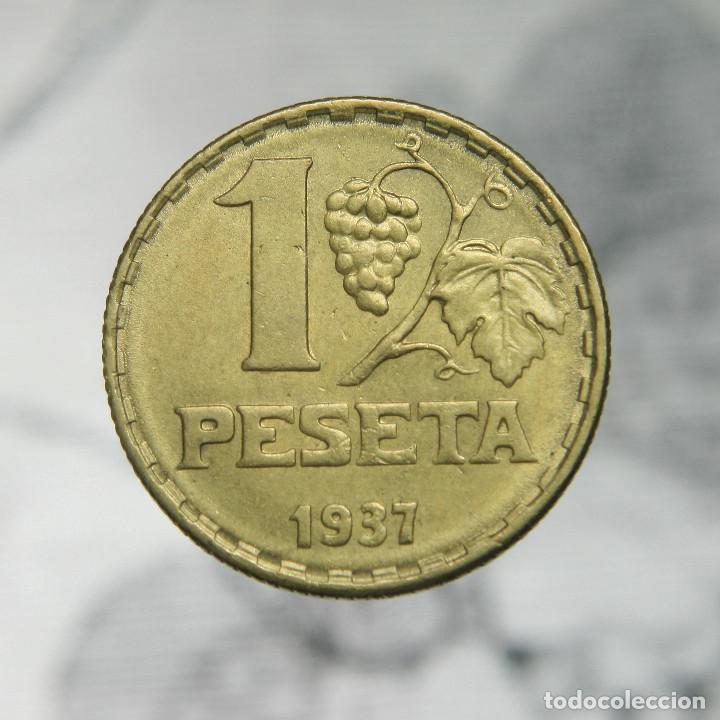 Monedas Rep&uacute;blica: 1 peseta de la Rep&uacute;blica de 1937. - Foto 2