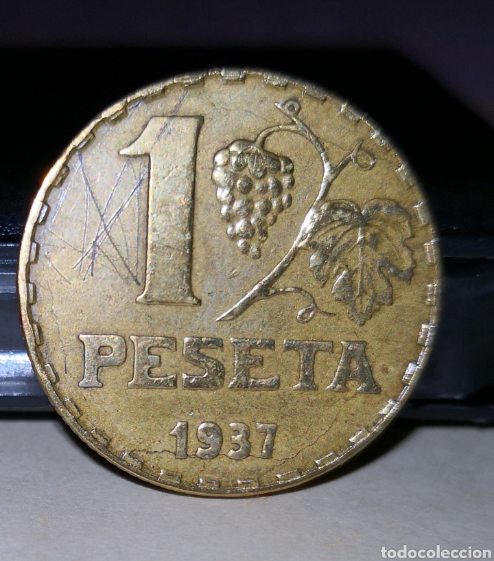 Monedas Rep&uacute;blica: 1937 una peseta - Foto 1