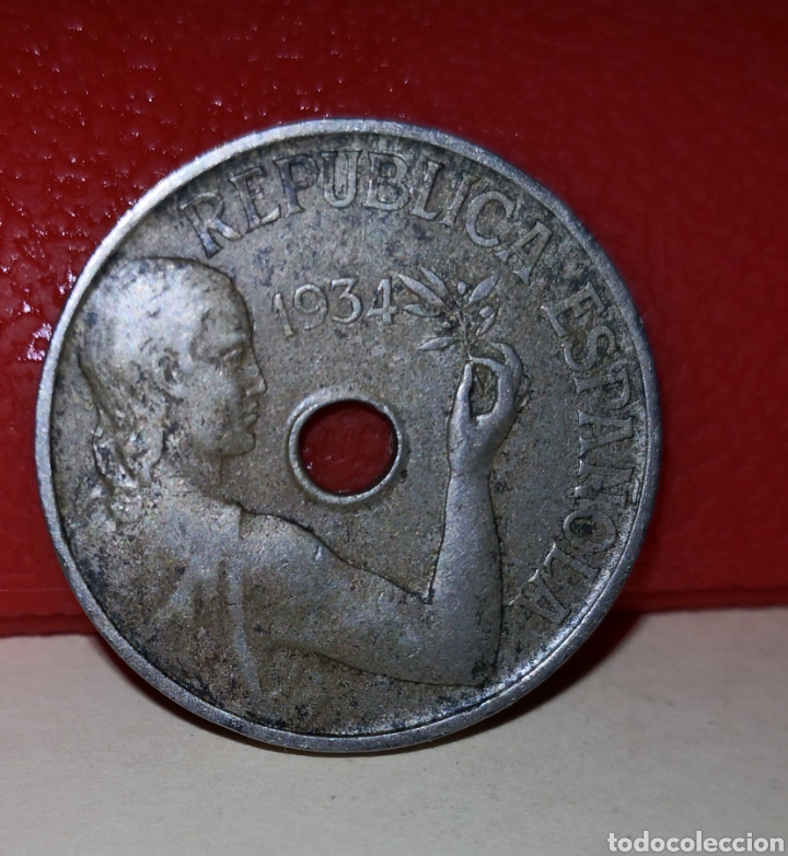 Monedas Rep&uacute;blica: 1934 25 c&eacute;ntimos - Foto 2