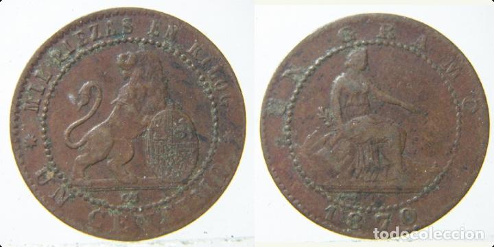 Monedas Rep&uacute;blica: MONEDA DE GOBIERNO PROVISIONAL 1 CENTIMO 1870 - Foto 1