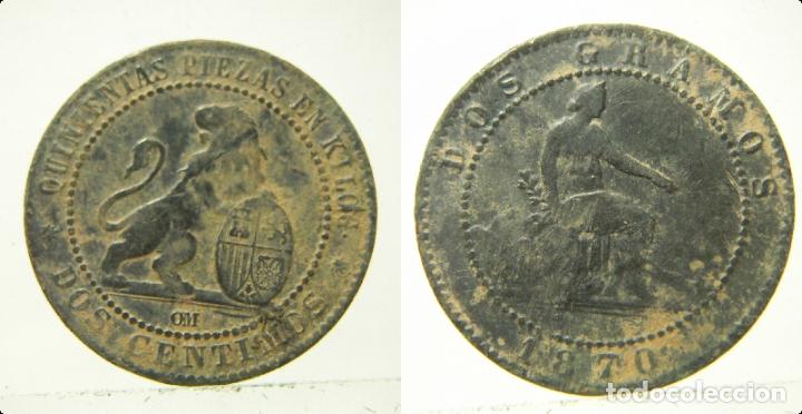 Monedas Rep&uacute;blica: Moneda de 2 centimos 1870 - Foto 1