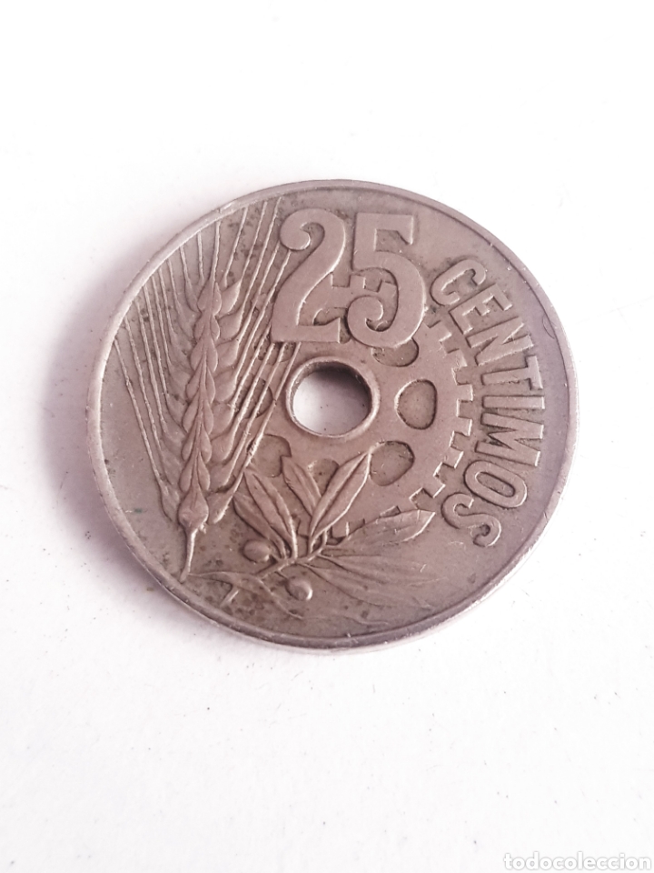 Monedas Rep&uacute;blica: MONEDA REPUBLICA 25 CENTIMOS 1934 - Foto 2